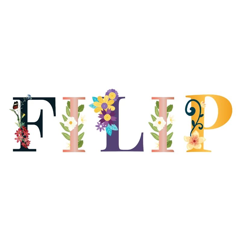 Nom FILIP décoré de fleurs