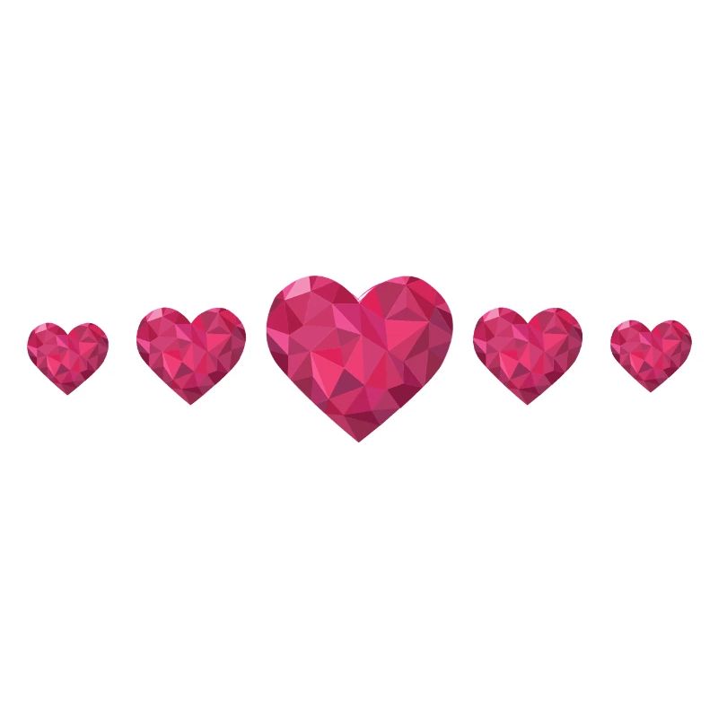 Geometric Hearts Pink Polygon Design Love