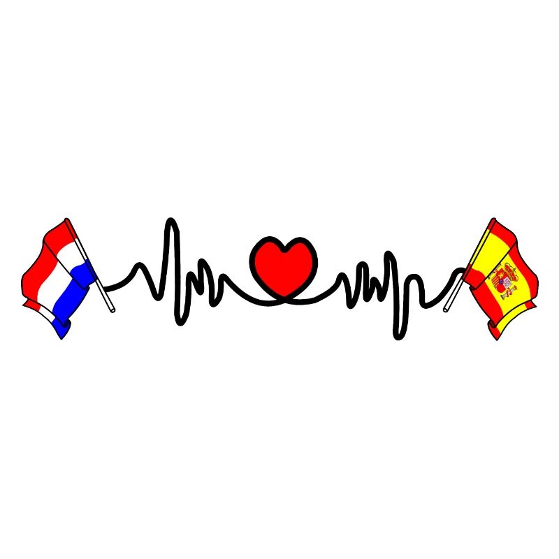 Cardio coeur avec drapeau Pays-Bas, drapeau Espagne