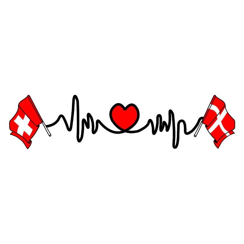 Cardio coeur Drapeau Suisse, drapeau Danemark