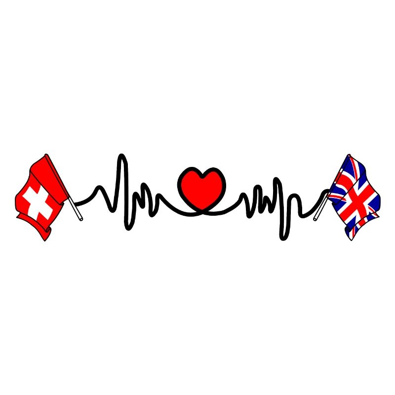 Cardio heart Drapeau Suisse, drapeau Angleterre