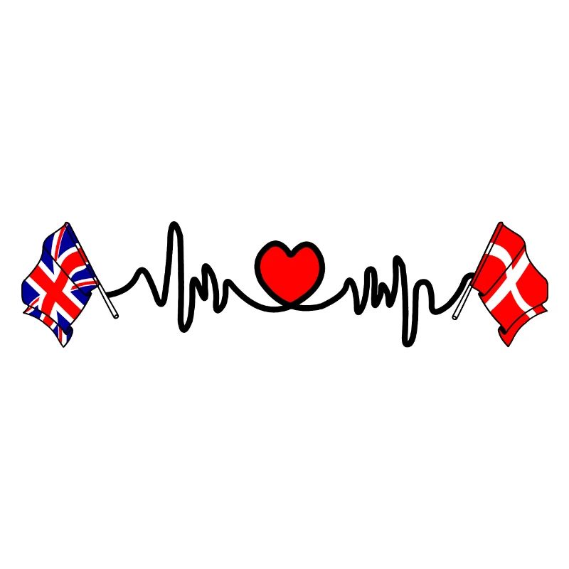 Cardio heart Drapeau Angleterre, drapeau Danemark
