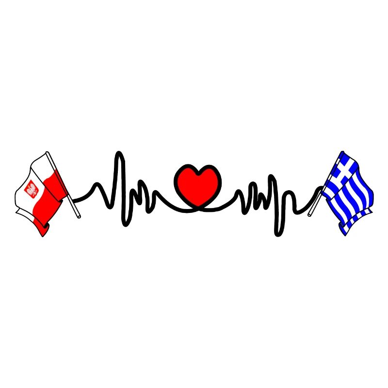 Cardio heart Drapeau Pologne, drapeau Grèce