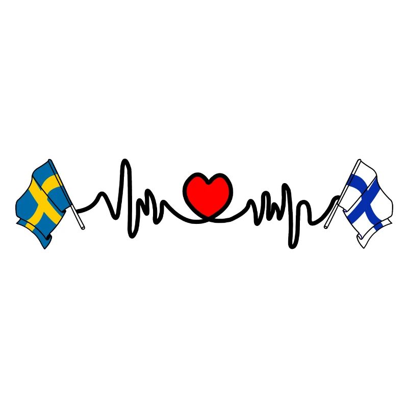 Cardio coeur Drapeau Suède, drapeau Finlande