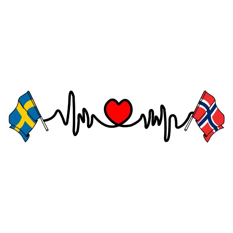 Cardio heart Drapeau Suède, drapeau Norvège