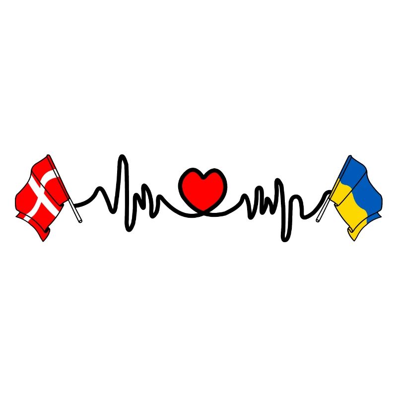 Cardio heart Drapeau Danemark, drapeau Ukraine