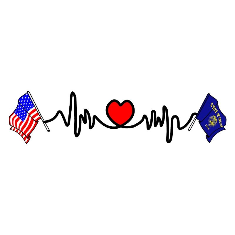 Cardio cardiaque avec drapeau des États-Unis et drapeau de l’Oregon