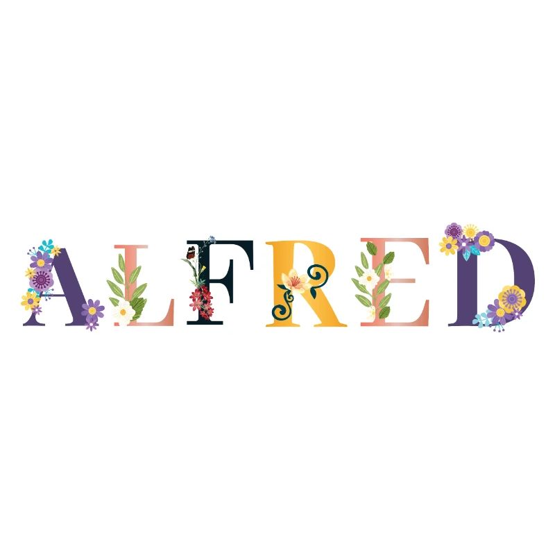 ALFRED's name adorned with flowers