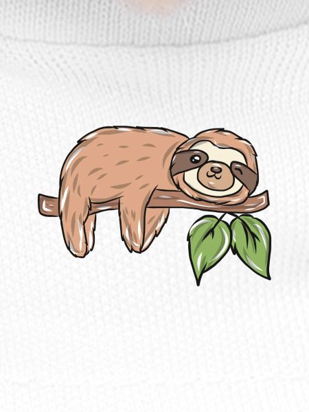 Sloth on branch with leaves