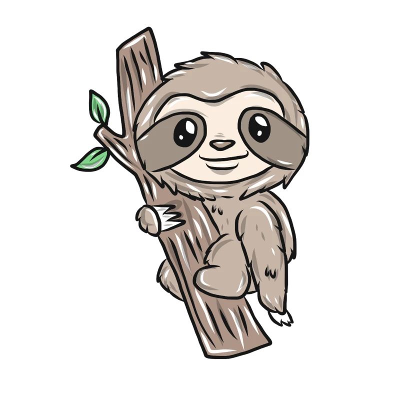 Slow sloth on tree
