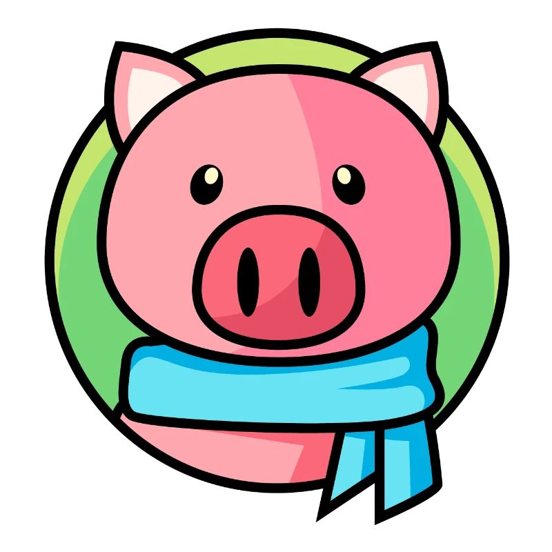 Cochon rose avec écharpe