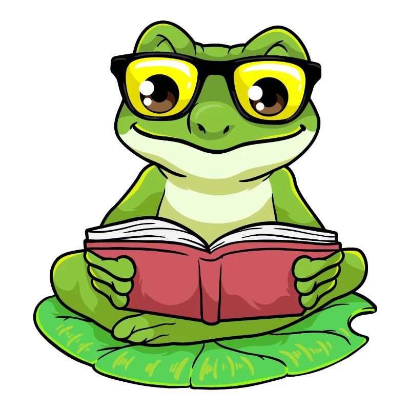 Frosch Nerd Buch Brille