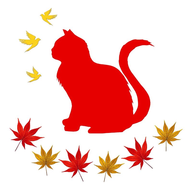sitzende katze, herbstlich, pet prints