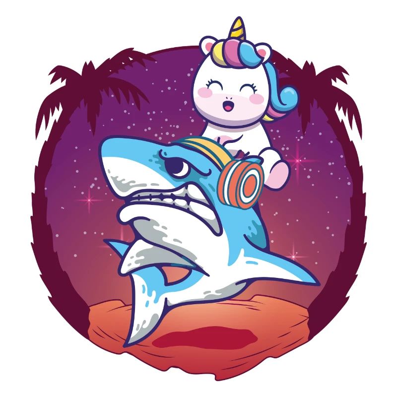Unicorn Riding a Shark