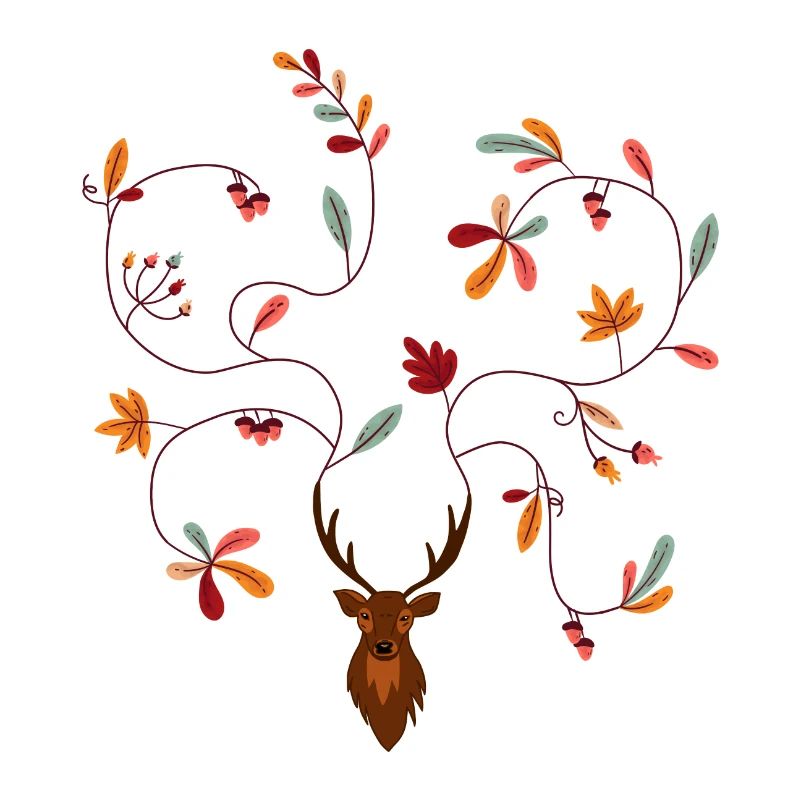 Cerf en automne idée cadeau bois avec feuilles