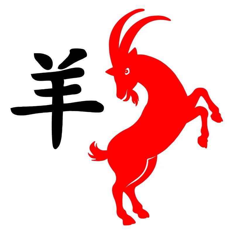 Chinese script with red Goat