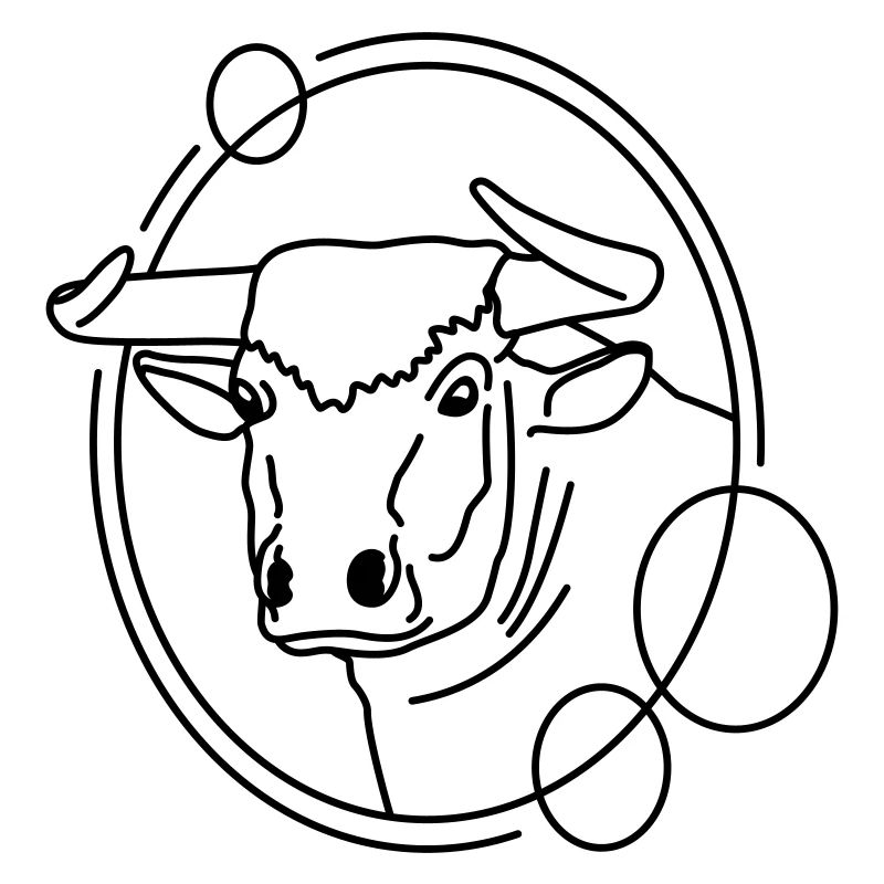 Stier in geometrischer Form - Line-Art-Design