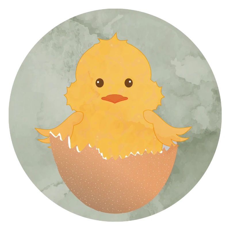 newly hatched chick in the eggshell