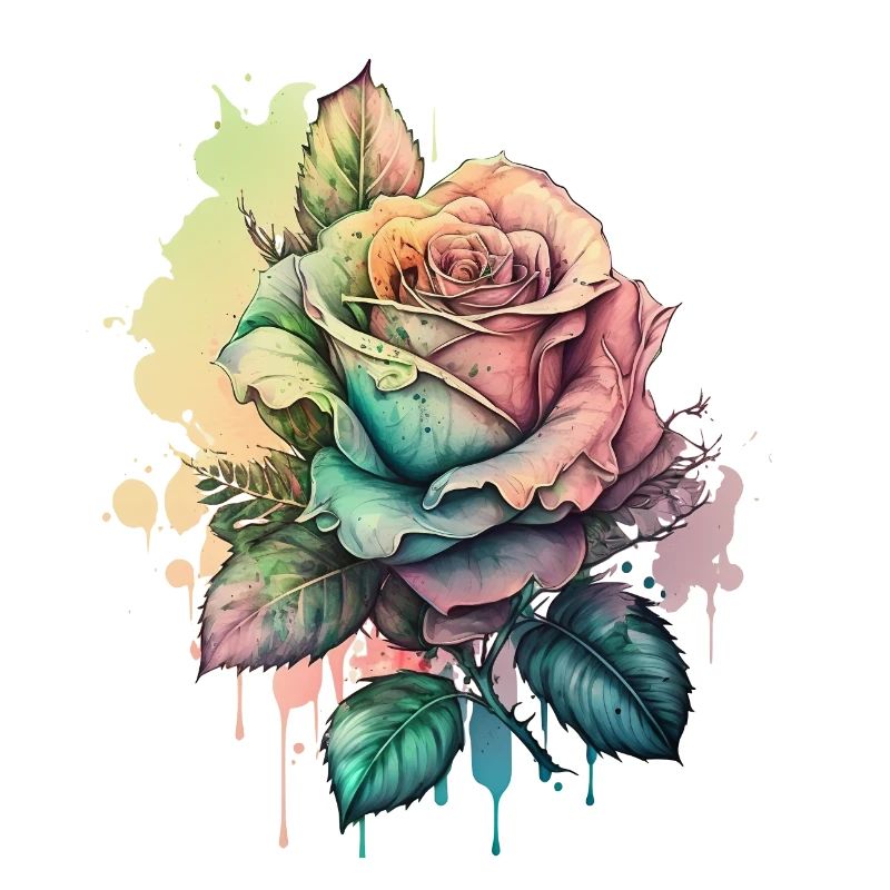 Rose Aquarelle colorée Tropical Creative Design
