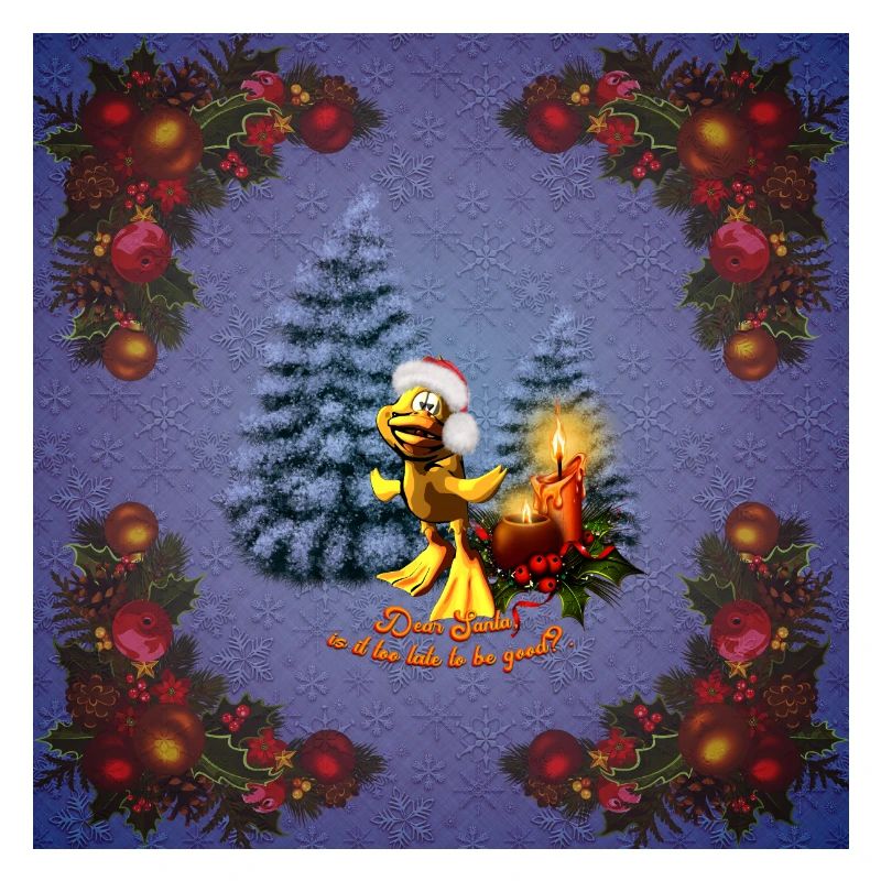 Drôle de canard avec chapeau de Noël