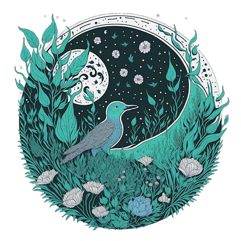 Bird with moon