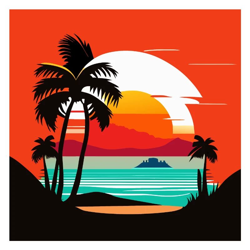 Tropical sunset on the palm beach