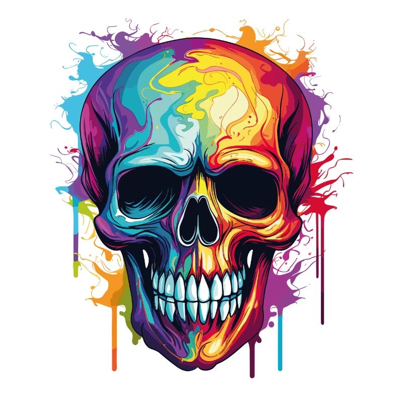 Psychedelischer Rainbow Farbschädel 