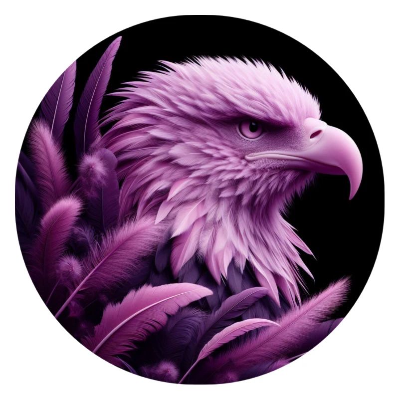 Purple Eagle Head with Feathers