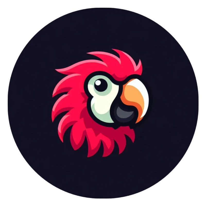Cute parrot in comic style in red