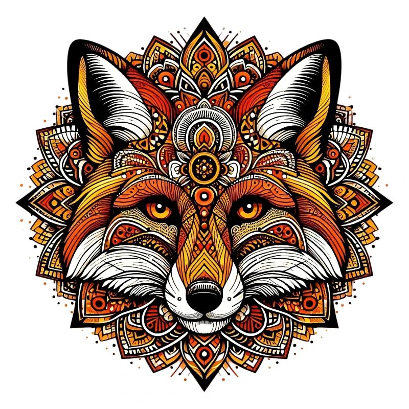 Fox decorated with Mandalas