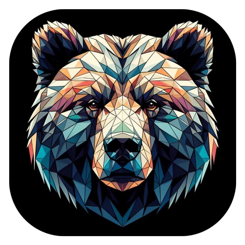 Ours coloré dans un design polygonal