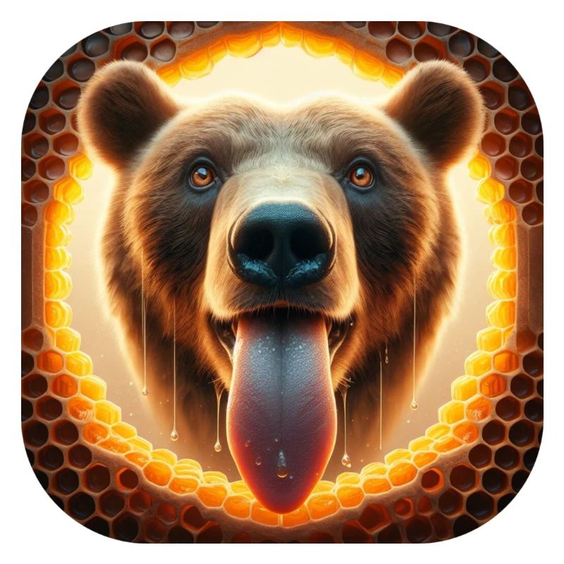 Hungry bear looking through a honeycomb