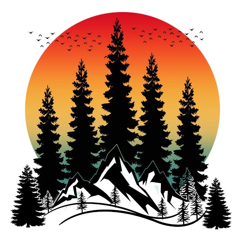 SUNSET MOUNTAIN AND TREES