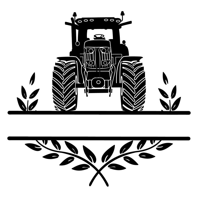 Tractor and laurel wreath with space for text
