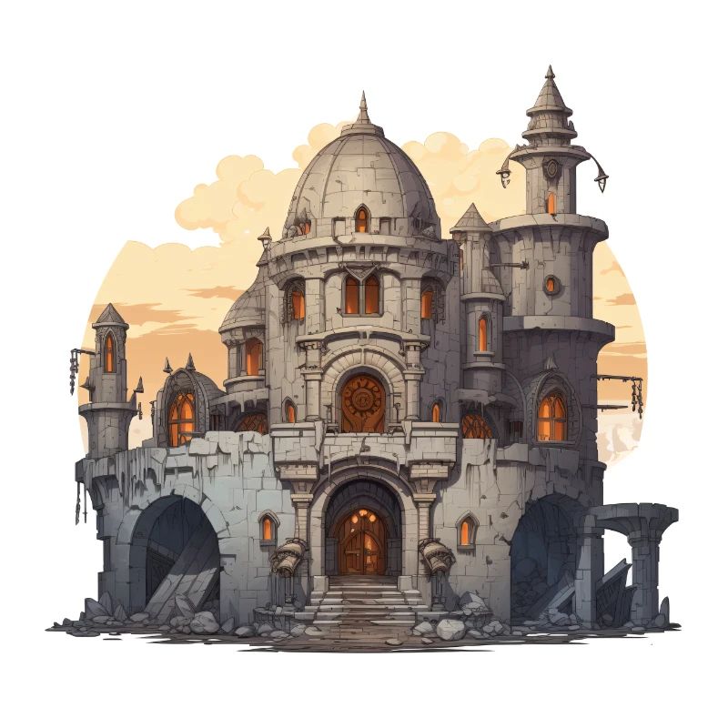 Fantasy RPG Ruin Evening Light Adventure Shirt
