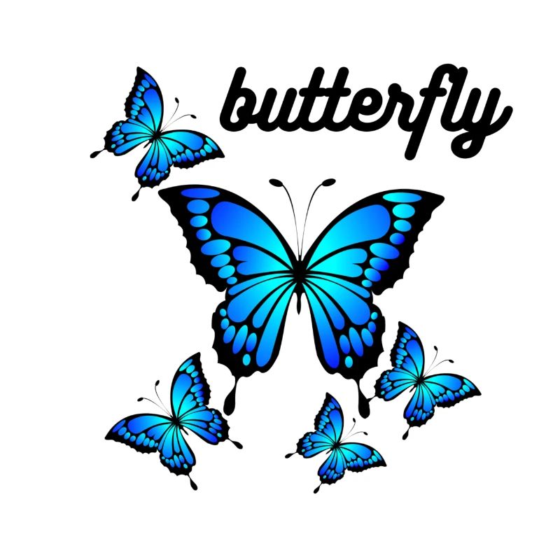 Papillons bleus sur Midnight Black