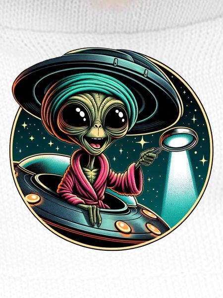 Alien detective in UFO light