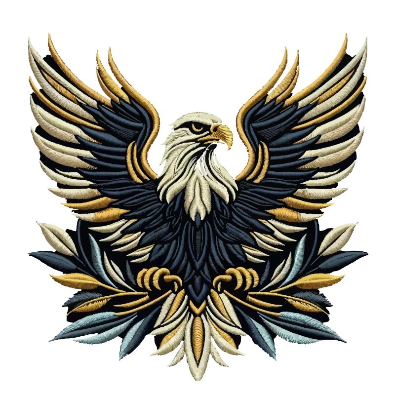 Regal Eagle Wings Embroidered Tee