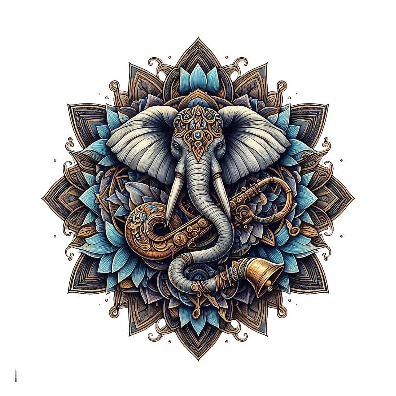 Mandala d’éléphants dans le style steampunk