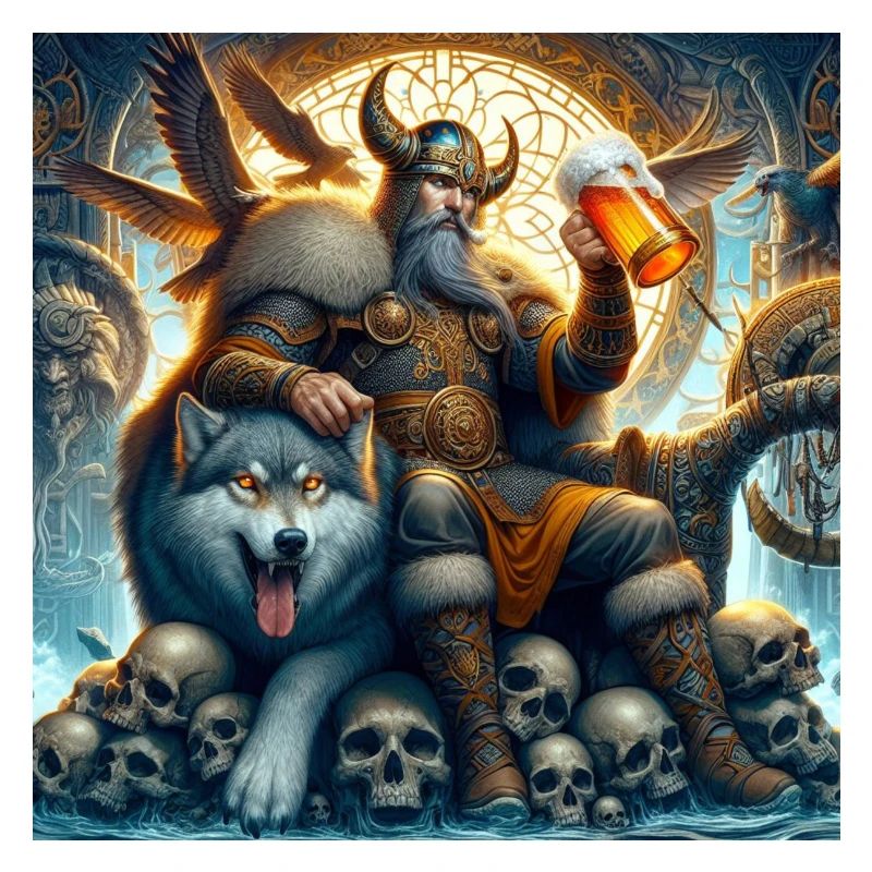 Viking with a wolf