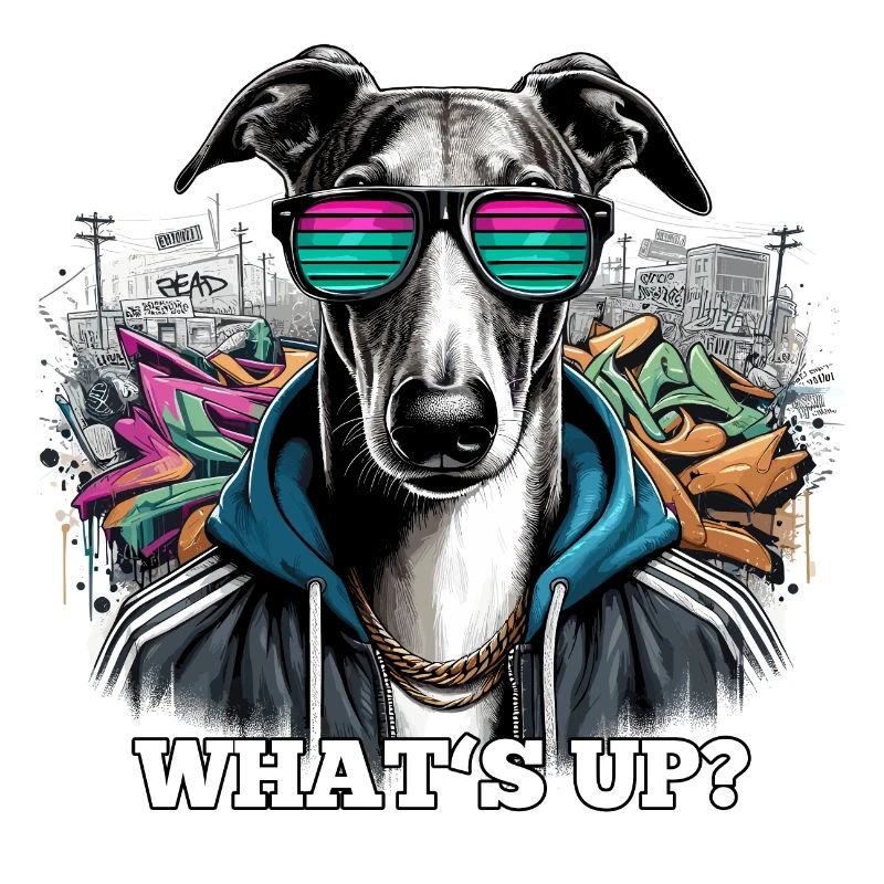 Greyhound : Que se passe-t-il ? Cadeau de chien Graffiti