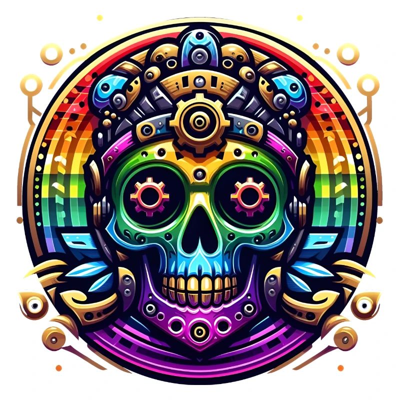 Metallic Rainbow Skull 2
