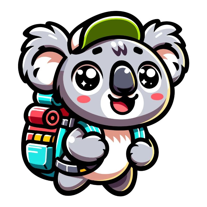 Adventurous Koala Backpacker Illustration