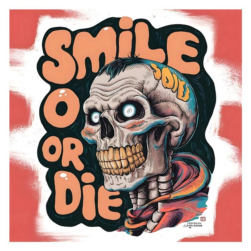Bald Skeleton with smiling text