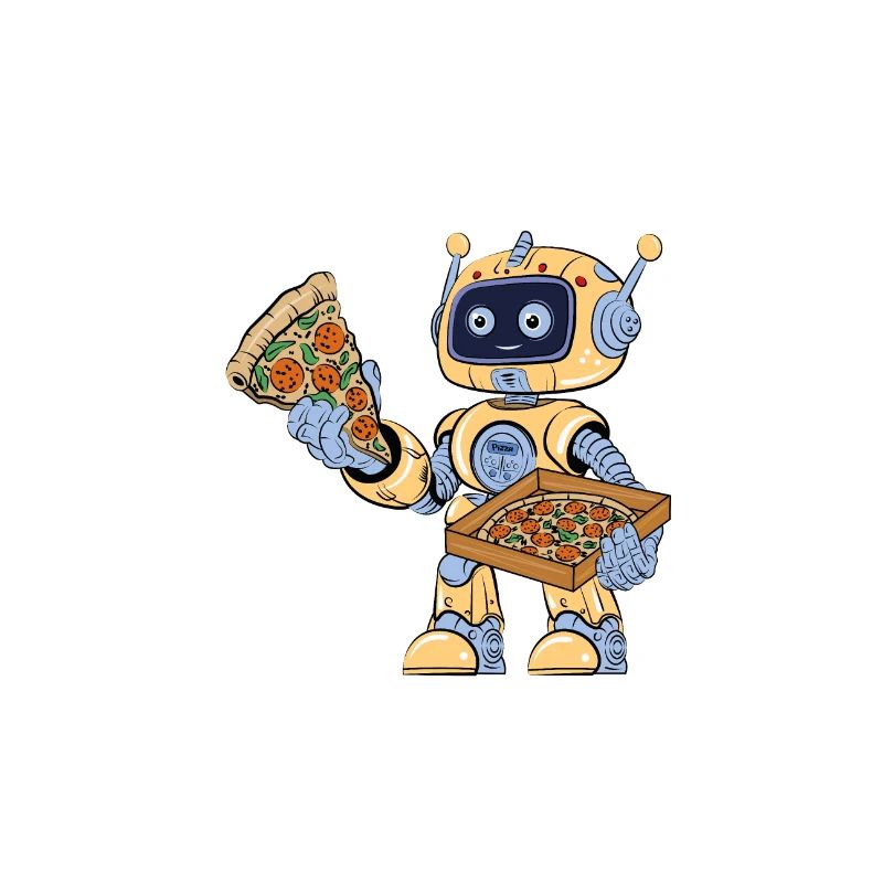 Robot eats pizza