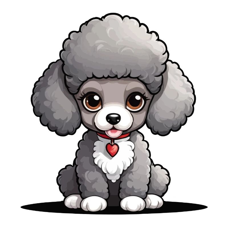 Fuzzy poodle with hearts