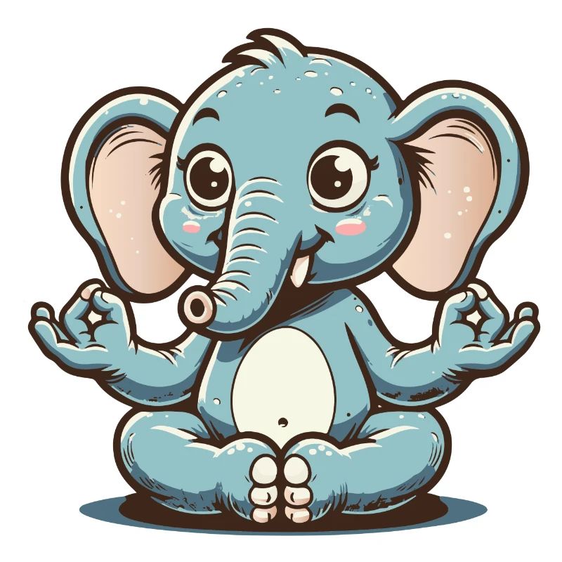 Cute blue elephant doing yoga