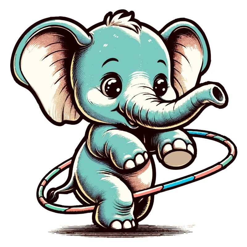 Éléphant de dessin animé mignon avec hubs hula