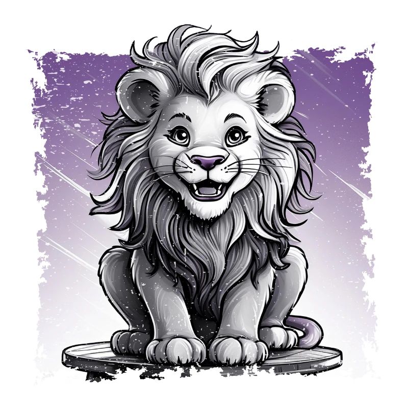 Lion comic, laughing sitting on stool | Poster
