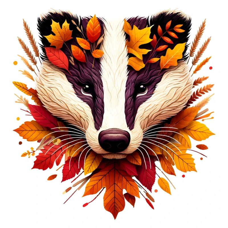 A badger, designed from different leaves